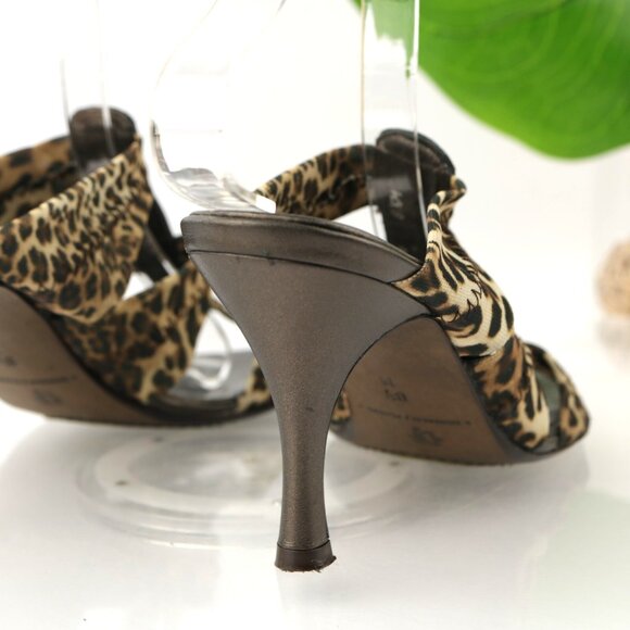 Donald Pliner Womens Jass Sandal Size 8.5 Brown Leopard Strappy Heel Mule Slide - Picture 4 of 13